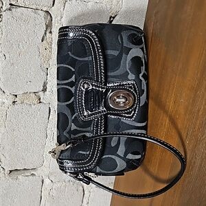 Coach Monogram Black Canvas Wristlet